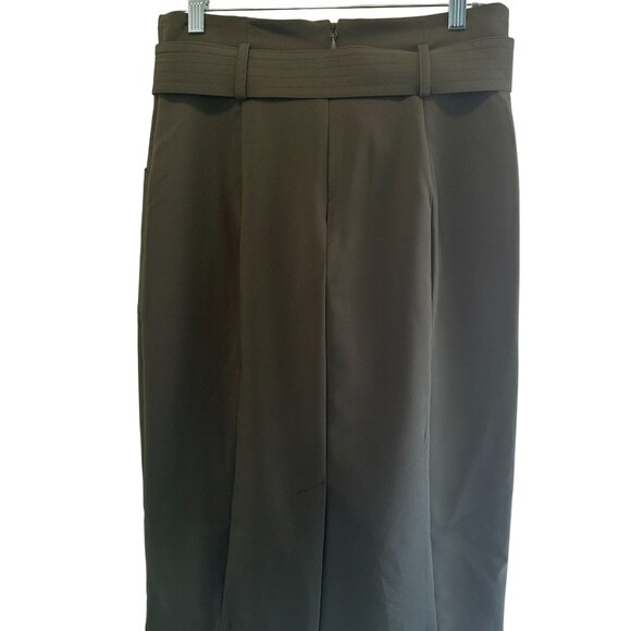 NY&C Size 8 Olive Green Pencil Knee Length Skirt With Belt & Pockets - Picture 4 of 13